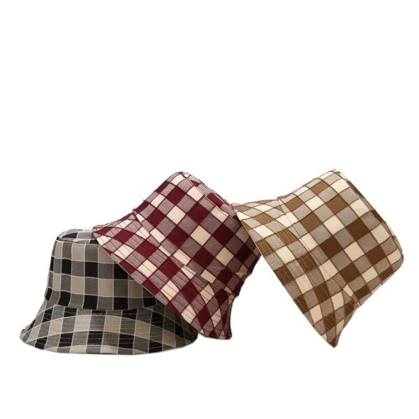 BUK09 Plaid bucket hat Cotton hat Customized bucket hat