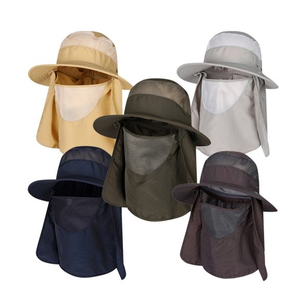 JKL06 Outdoor Fishing Hat Sun Protection Neck Face Flap Cap Wide Brim Hat Bucket Hat