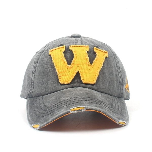 CAP22 Distressed washed cap 6 panel unstructured hat embroidered cap