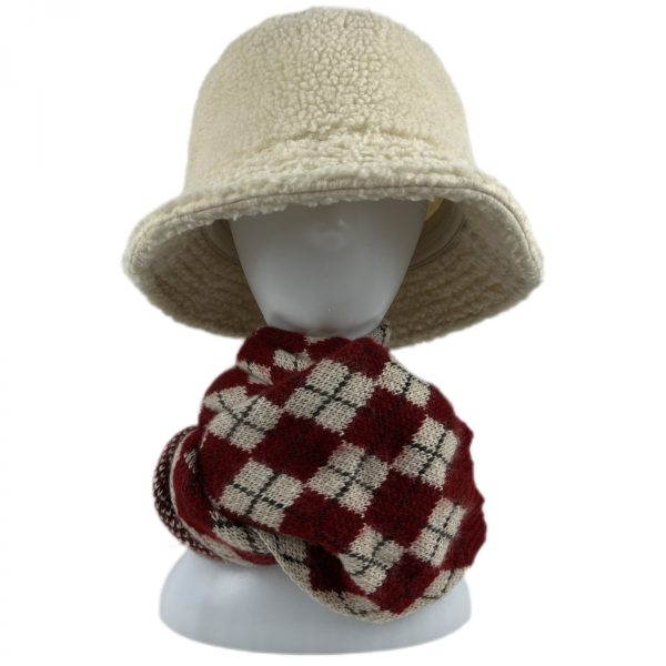 WMZ09 Winter Warm Knit Scarf Fleece Bucket Hat  Elegant Soft Hat and Scarf Set comfortable and versatile for various occasions