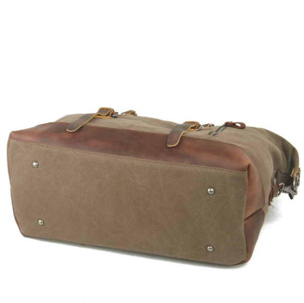 TB01 Genuine Leather and Canvas Handbag Travel Bag For Business Duffel Bag