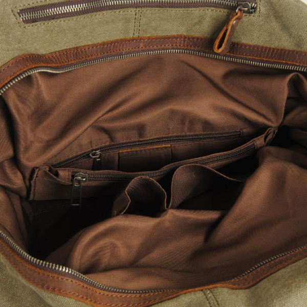 TB01 Genuine Leather and Canvas Handbag Travel Bag For Business Duffel Bag