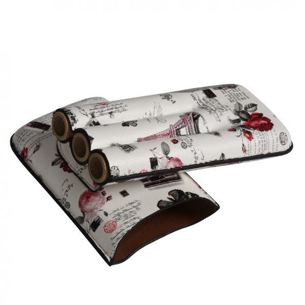 HDB11  3 shot Fancy Custom Handmade PU Leather Cigar Cases